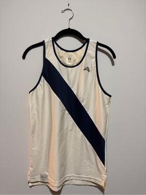 Tracksmith Cream & Navy Diagonal-Stripe Tank